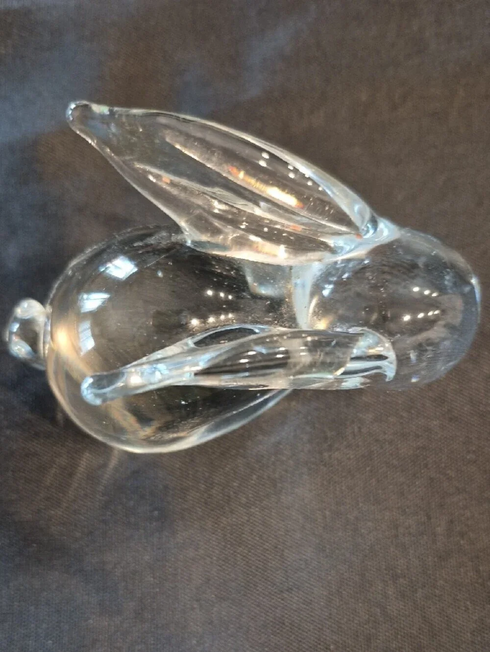 Vintage Crystal Clear Glass Bunny Figurine Or Papetweight